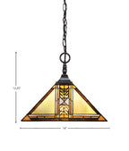 Any One Light Pendant in Black Copper with 14" Santa Cruz Art Glass Shade