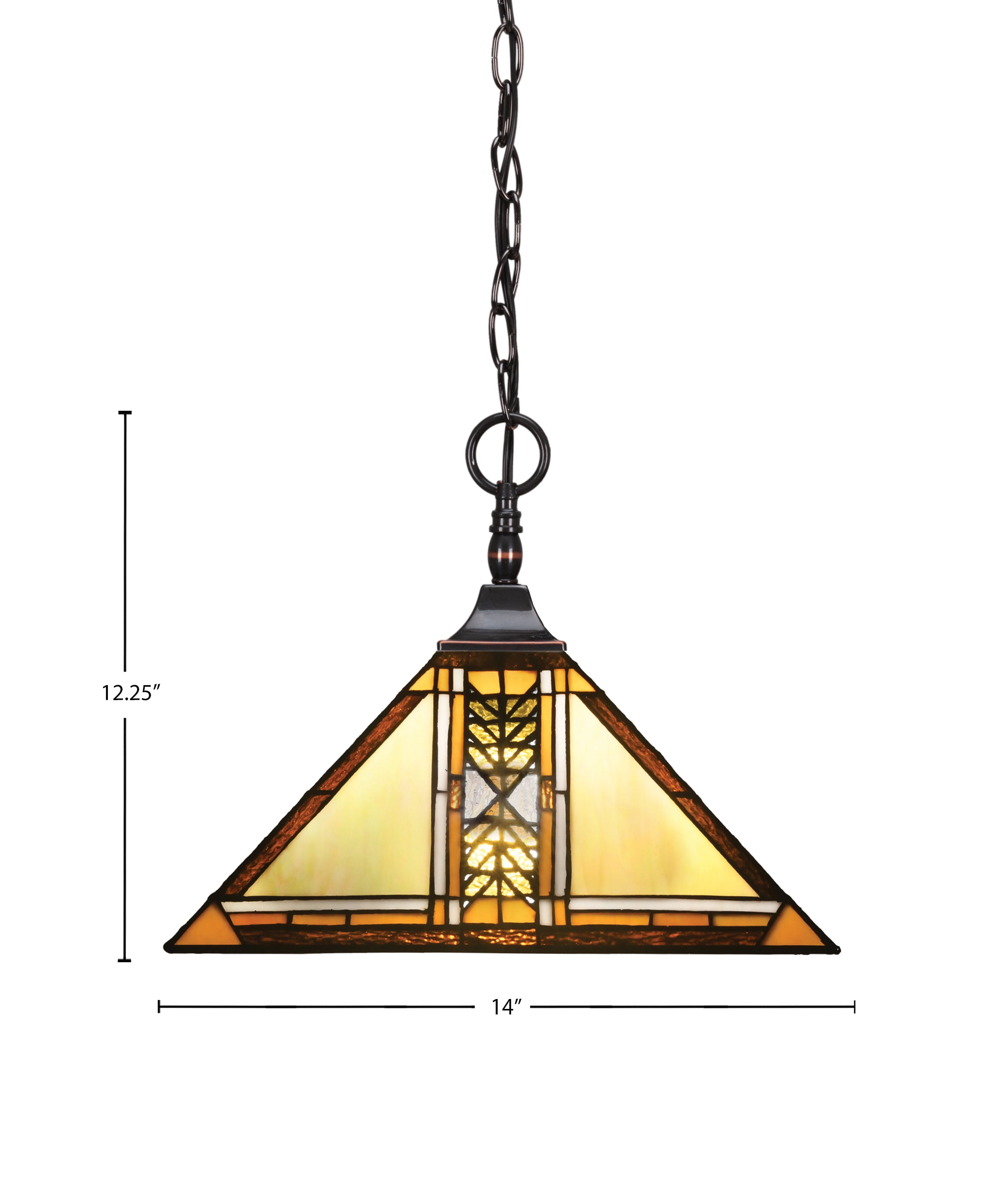 Any One Light Pendant in Black Copper with 14" Santa Cruz Art Glass Shade