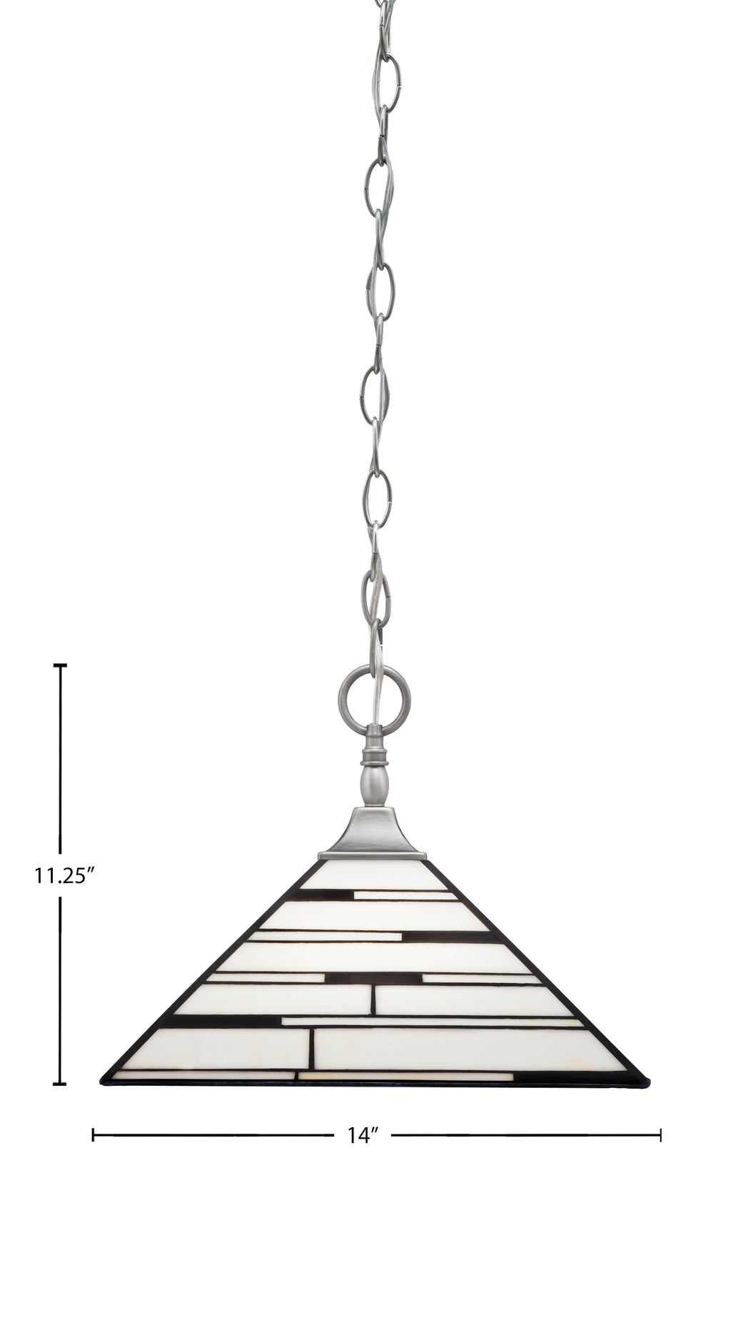 Any One Light Pendant in Brushed Nickel with 14" Pearl Ebony Art Glass Shade