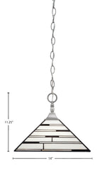 Any One Light Pendant in Brushed Nickel with 14" Pearl Ebony Art Glass Shade