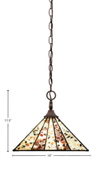 Any One Light Pendant in Bronze with 14" Fiesta Art Glass Shade