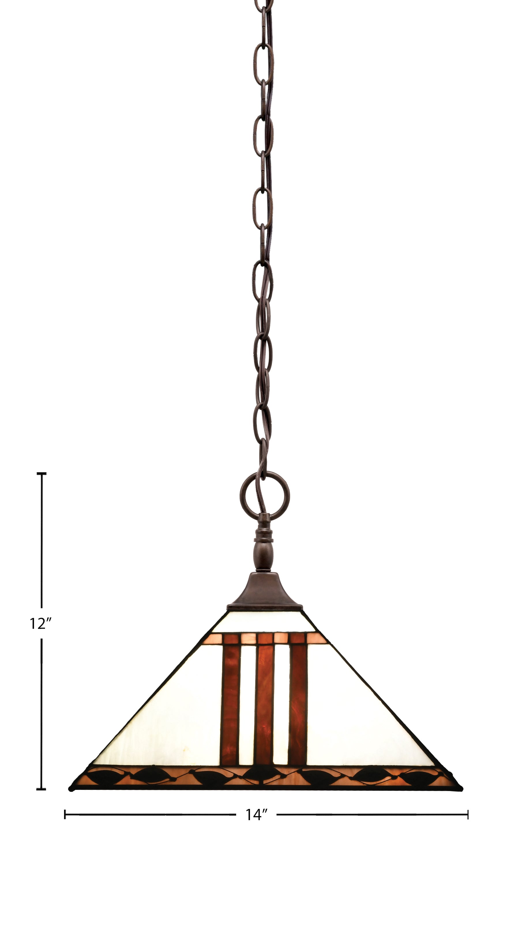 Any One Light Pendant in Bronze with 14" Purple & Metal Leaf Art Glass Shade