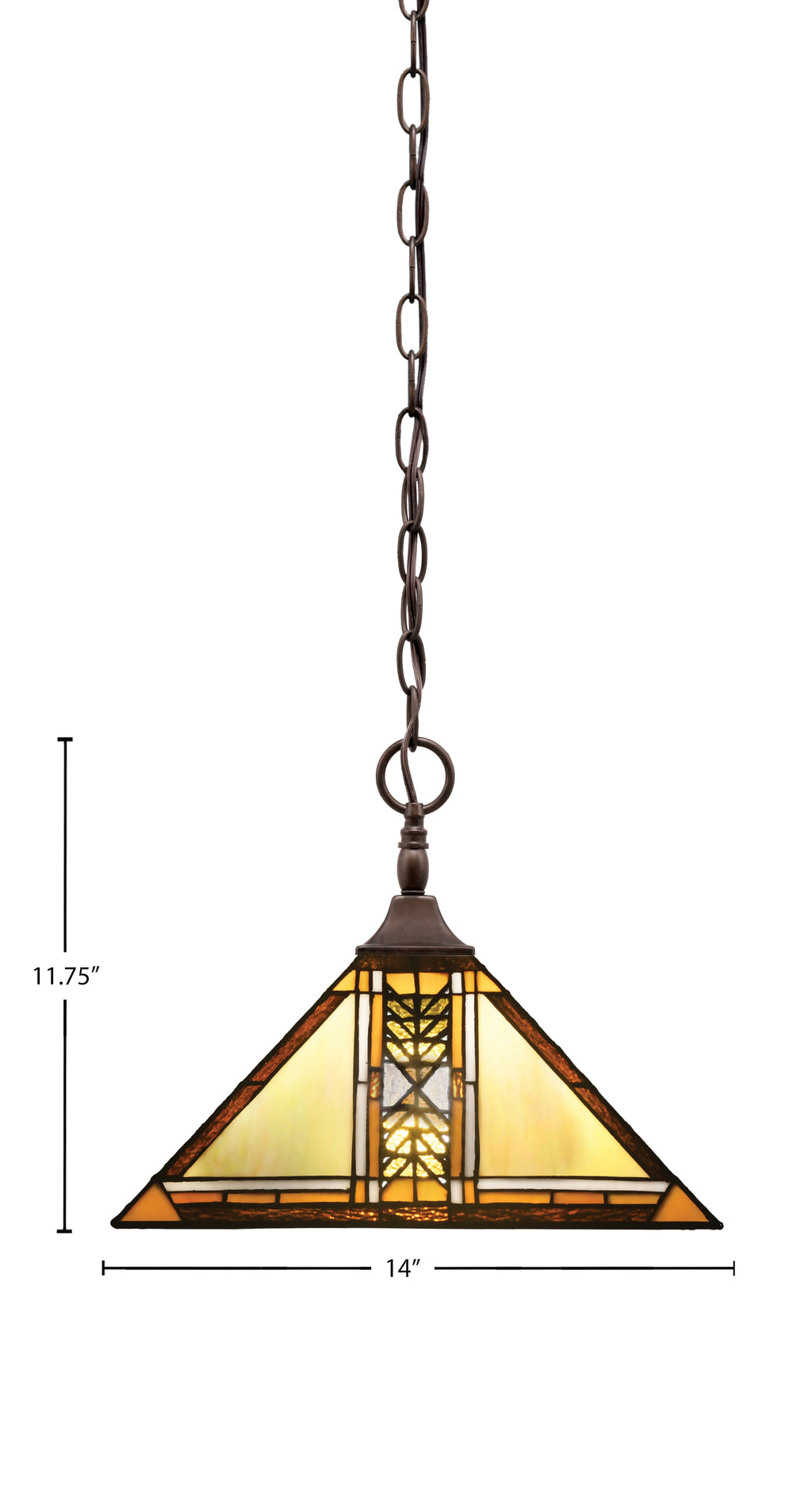 Any One Light Pendant in Bronze with 14" Santa Cruz Art Glass Shade