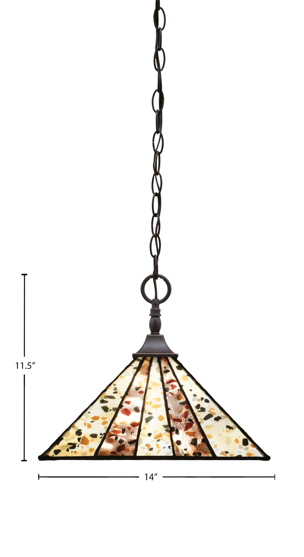 Any One Light Pendant in Dark Granite with 14" Fiesta Art Glass Shade