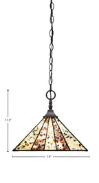 Any One Light Pendant in Dark Granite with 14" Fiesta Art Glass Shade