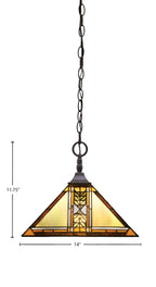 Any One Light Pendant in Dark Granite with 14" Santa Cruz Art Glass Shade