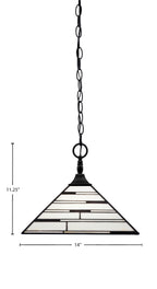 Any One Light Pendant in Matte Black with 14" Pearl Ebony Art Glass Shade