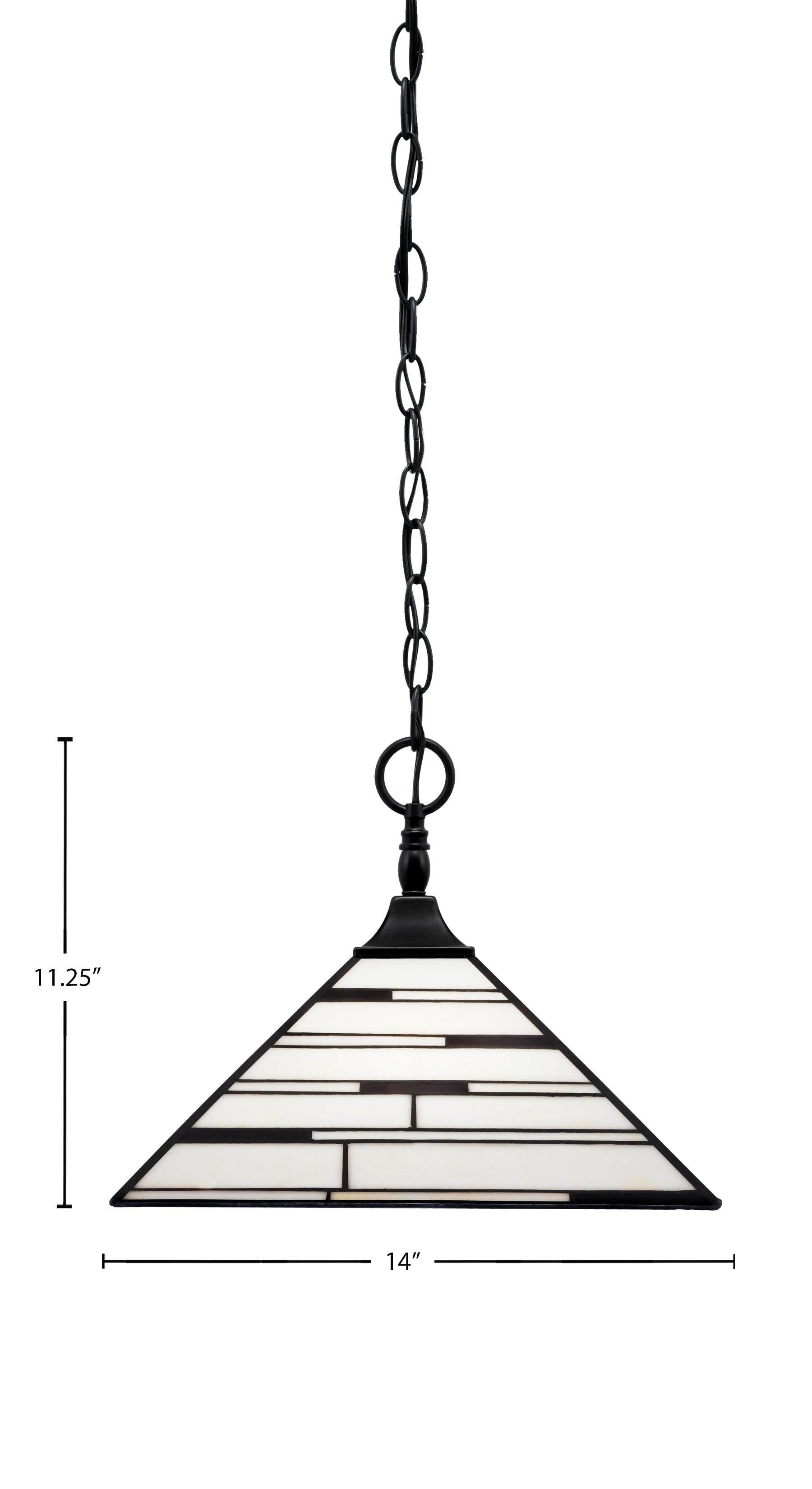 Any One Light Pendant in Matte Black with 14" Pearl Ebony Art Glass Shade
