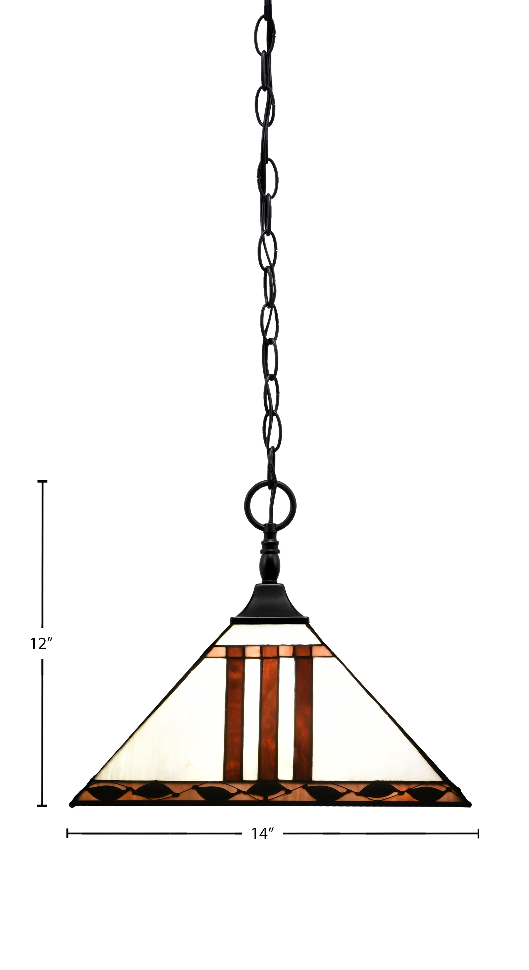 Any One Light Pendant in Matte Black with 14" Purple & Metal Leaf Art Glass Shade