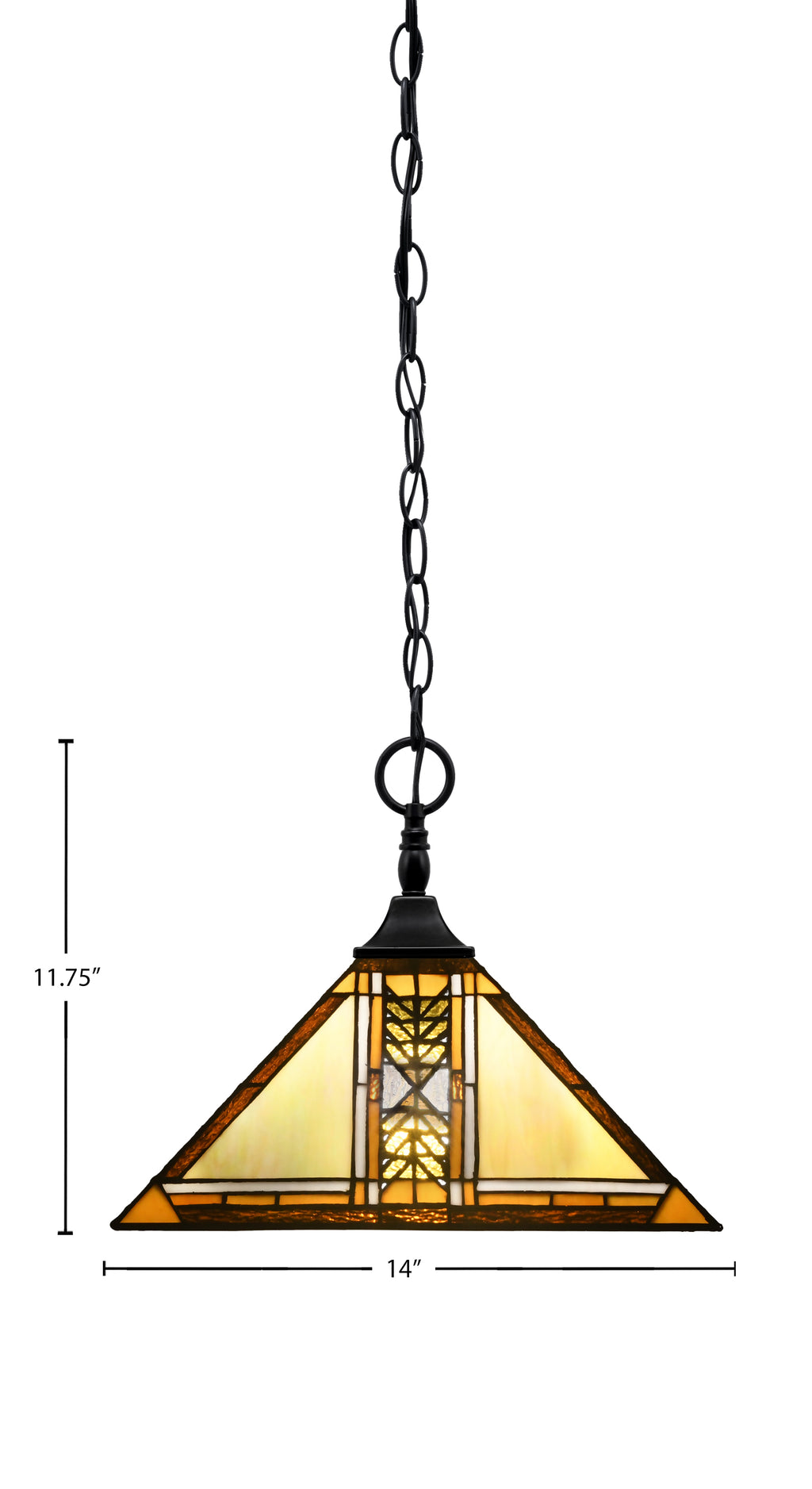 Any One Light Pendant in Matte Black with 14" Santa Cruz Art Glass Shade