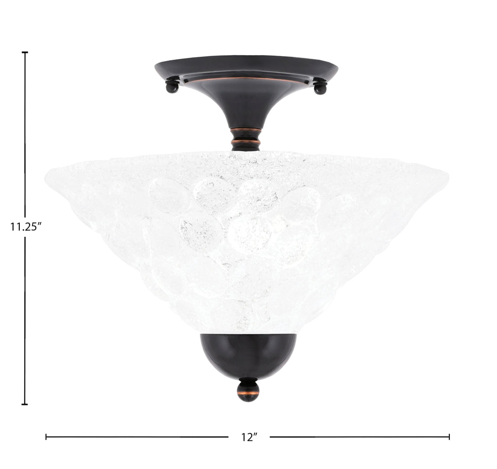 Any Two Light Semi-Flush Mount in Black Copper with 12" Italian Bubble Shade