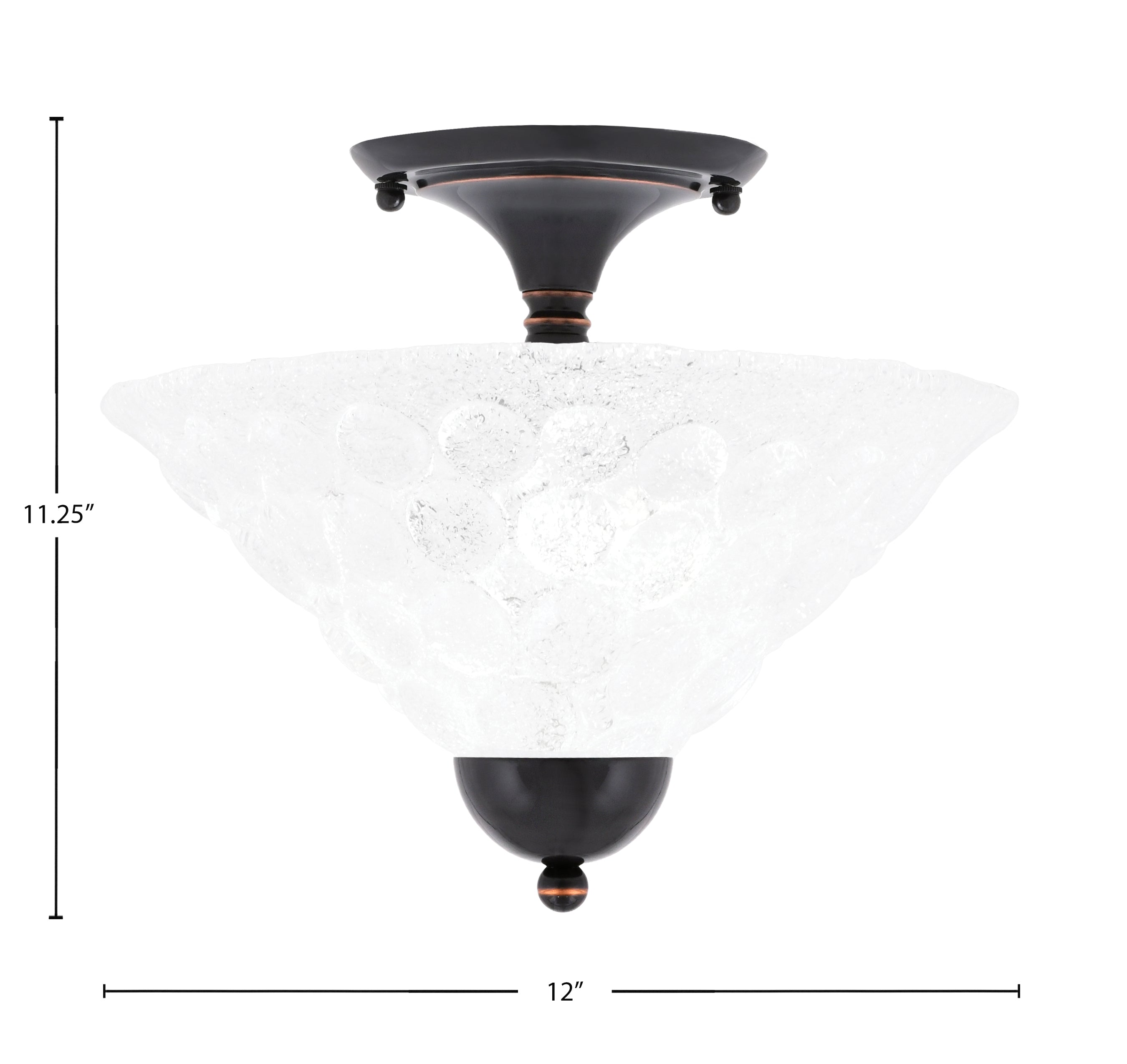 Any Two Light Semi-Flush Mount in Black Copper with 12" Italian Bubble Shade