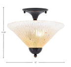 Any Two Light Semi-Flush Mount in Black Copper with 12" Amber Crystal Shade