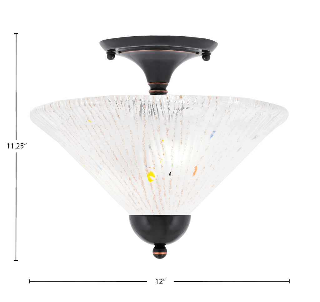Any Two Light Semi-Flush Mount in Black Copper with 12" Frosted Crystal Shade