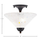Any Two Light Semi-Flush Mount in Black Copper with 12" Frosted Crystal Shade