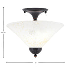 Any Two Light Semi-Flush Mount in Black Copper with 12" Gold Ice Shade