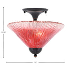 Any Two Light Semi-Flush Mount in Black Copper with 12" Raspberry Crystal Shade