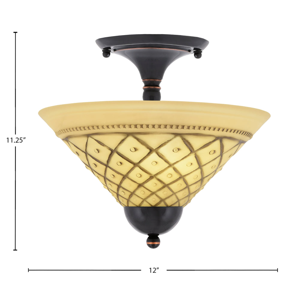Any Two Light Semi-Flush Mount in Black Copper with 12" Chocolate Icing Shade