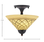 Any Two Light Semi-Flush Mount in Black Copper with 12" Chocolate Icing Shade