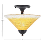 Any Two Light Semi-Flush Mount in Black Copper with 12" Gold Champagne Crystal Shade