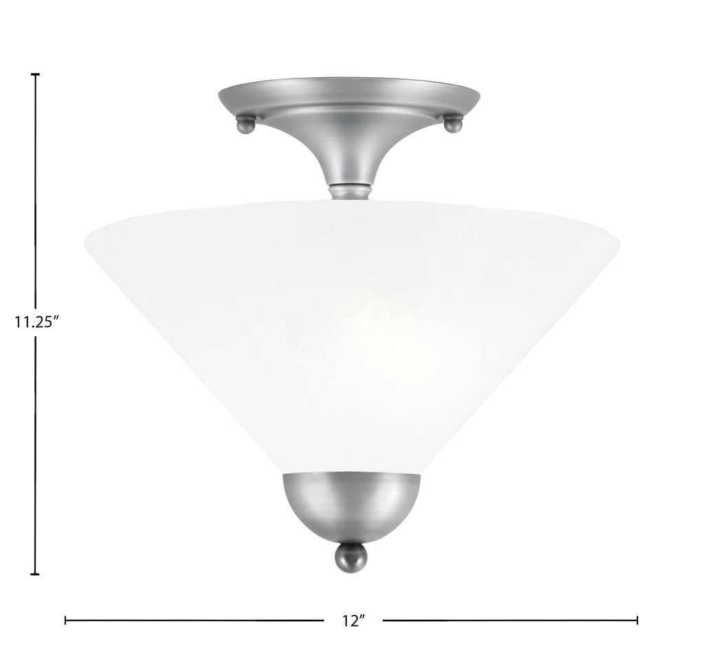 Semi-Flushes Two Light Semi-Flush Mount in Brushed Nickel with White Marble Shade