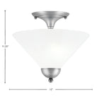 Semi-Flushes Two Light Semi-Flush Mount in Brushed Nickel with White Marble Shade