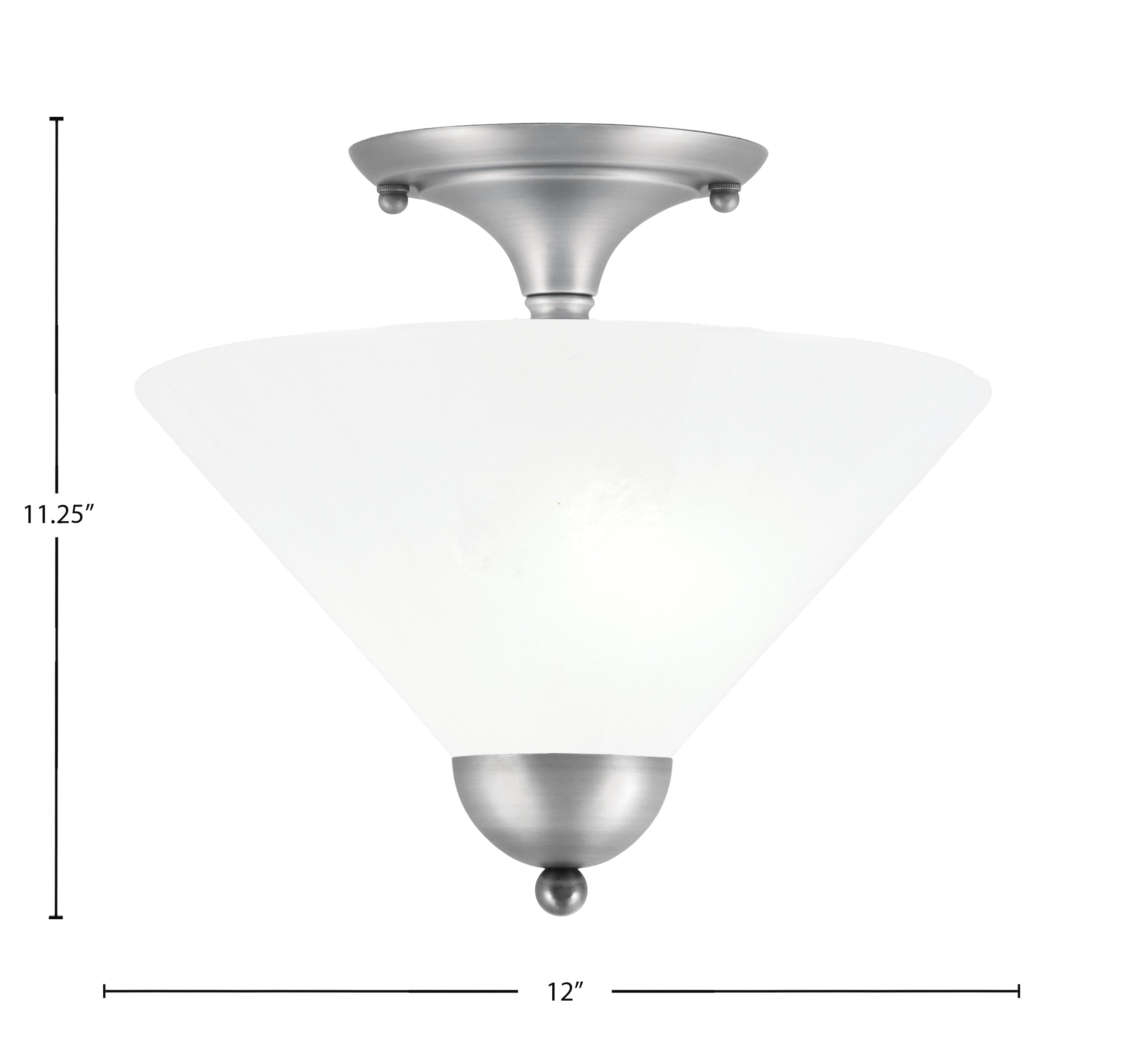 Semi-Flushes Two Light Semi-Flush Mount in Brushed Nickel with White Marble Shade