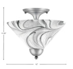 Semi-Flushes Two Light Semi-Flush Mount in Brushed Nickel with Onyx Swirl Shade