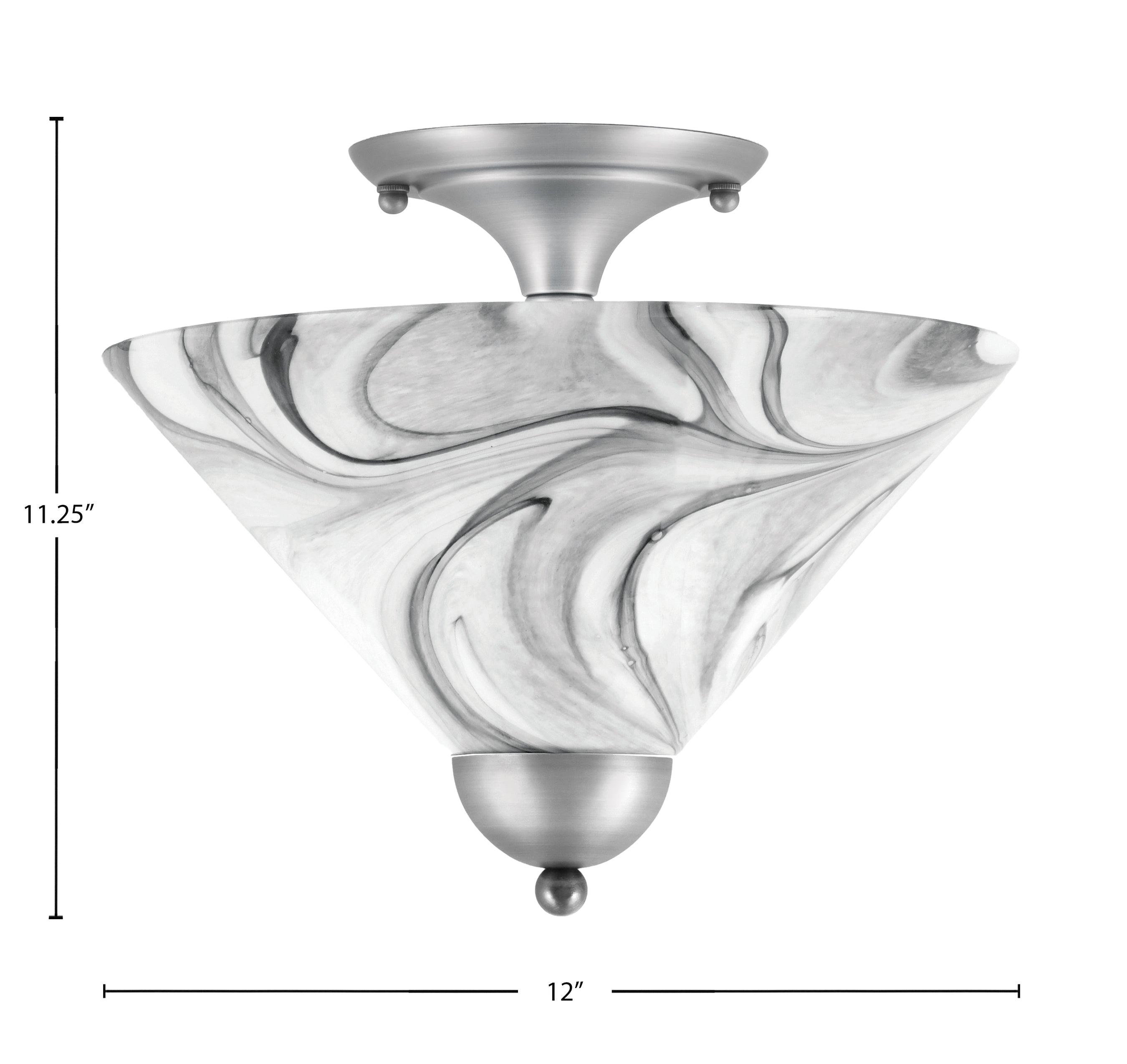 Semi-Flushes Two Light Semi-Flush Mount in Brushed Nickel with Onyx Swirl Shade
