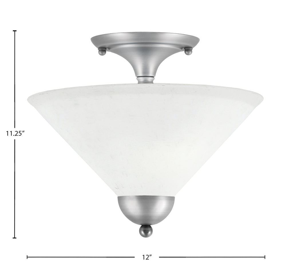Semi-Flushes Two Light Semi-Flush Mount in Brushed Nickel with White Muslin Shade