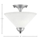 Semi-Flushes Two Light Semi-Flush Mount in Brushed Nickel with White Muslin Shade