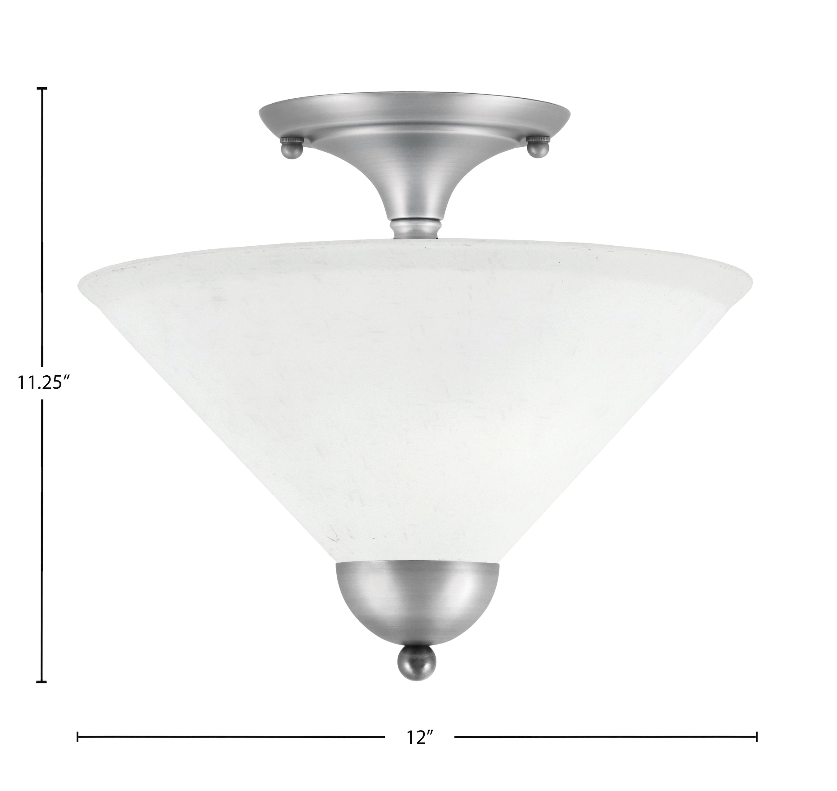 Semi-Flushes Two Light Semi-Flush Mount in Brushed Nickel with White Muslin Shade