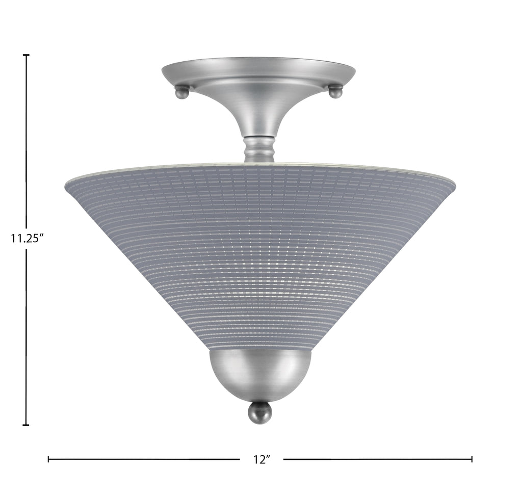 Semi-Flushes Two Light Semi-Flush Mount in Brushed Nickel with Gray Matrix Shade