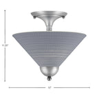 Semi-Flushes Two Light Semi-Flush Mount in Brushed Nickel with Gray Matrix Shade
