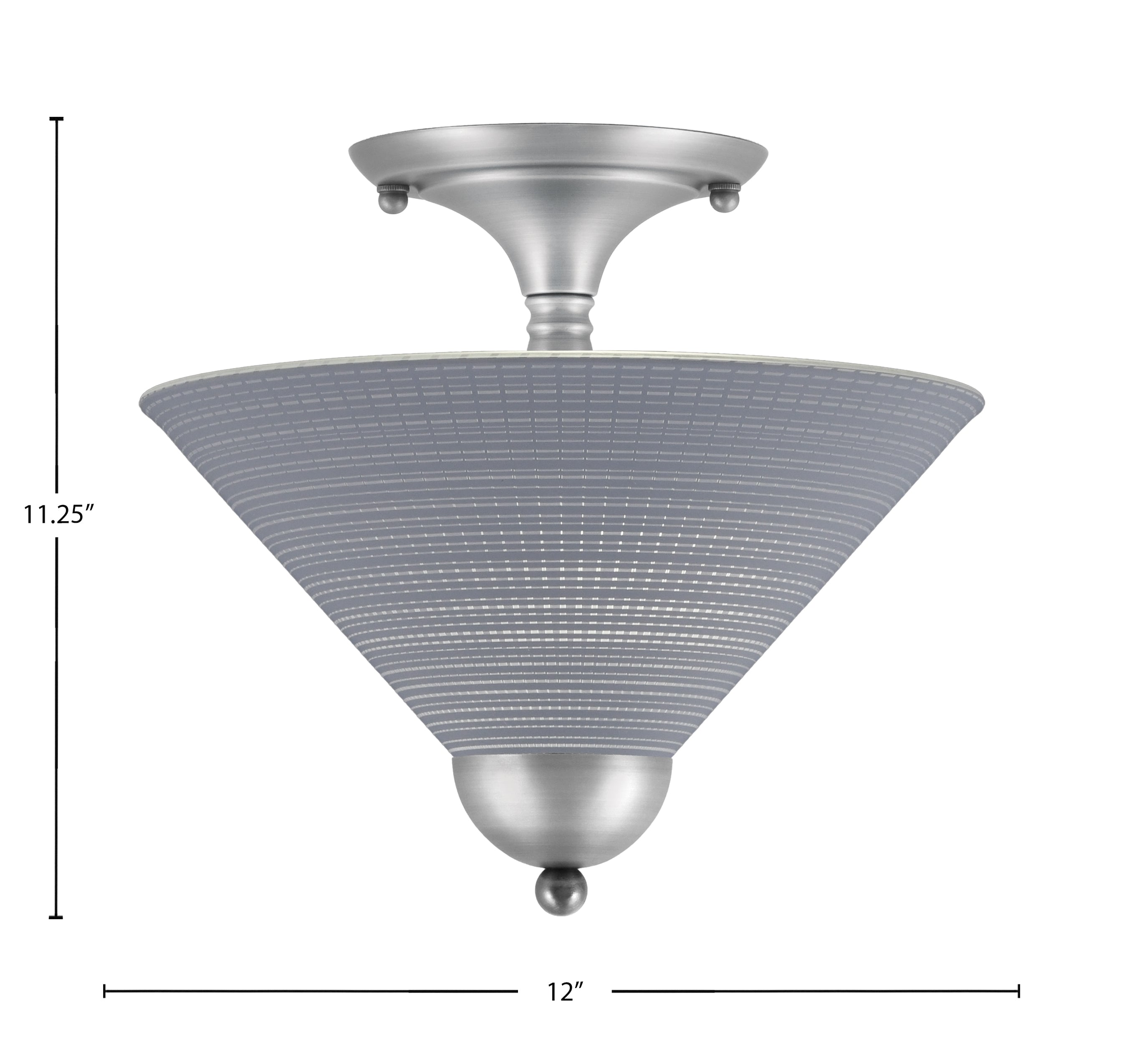 Semi-Flushes Two Light Semi-Flush Mount in Brushed Nickel with Gray Matrix Shade