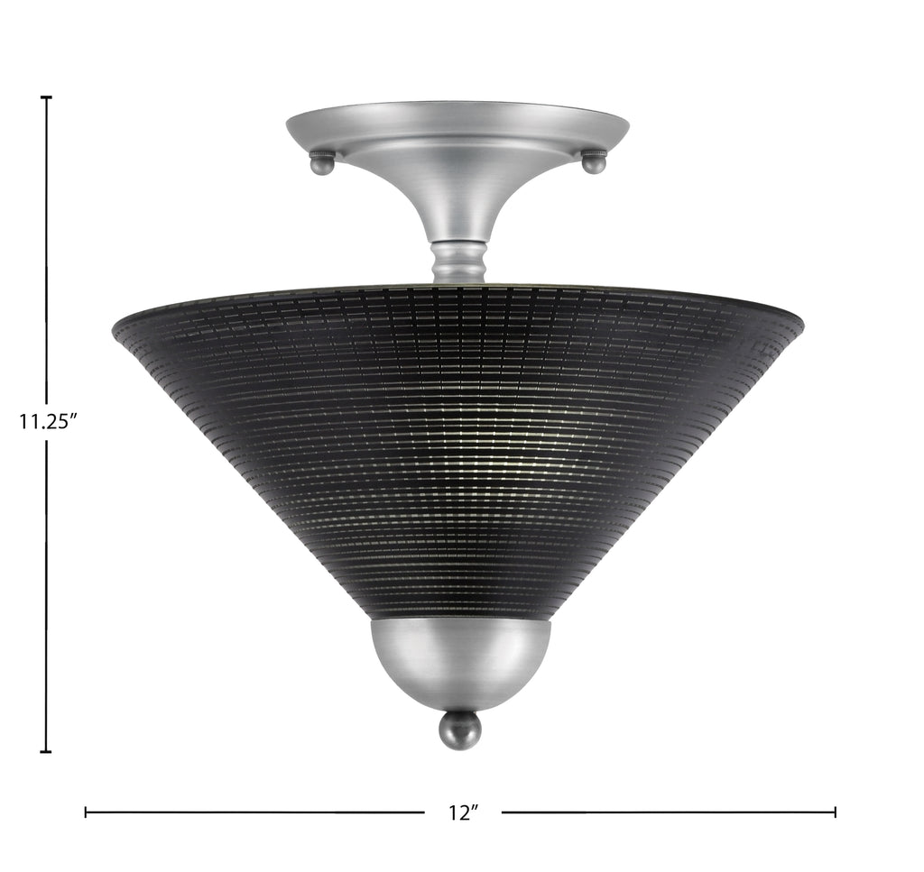 Semi-Flushes Two Light Semi-Flush Mount in Brushed Nickel with Black Matrix Shade
