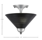 Semi-Flushes Two Light Semi-Flush Mount in Brushed Nickel with Black Matrix Shade