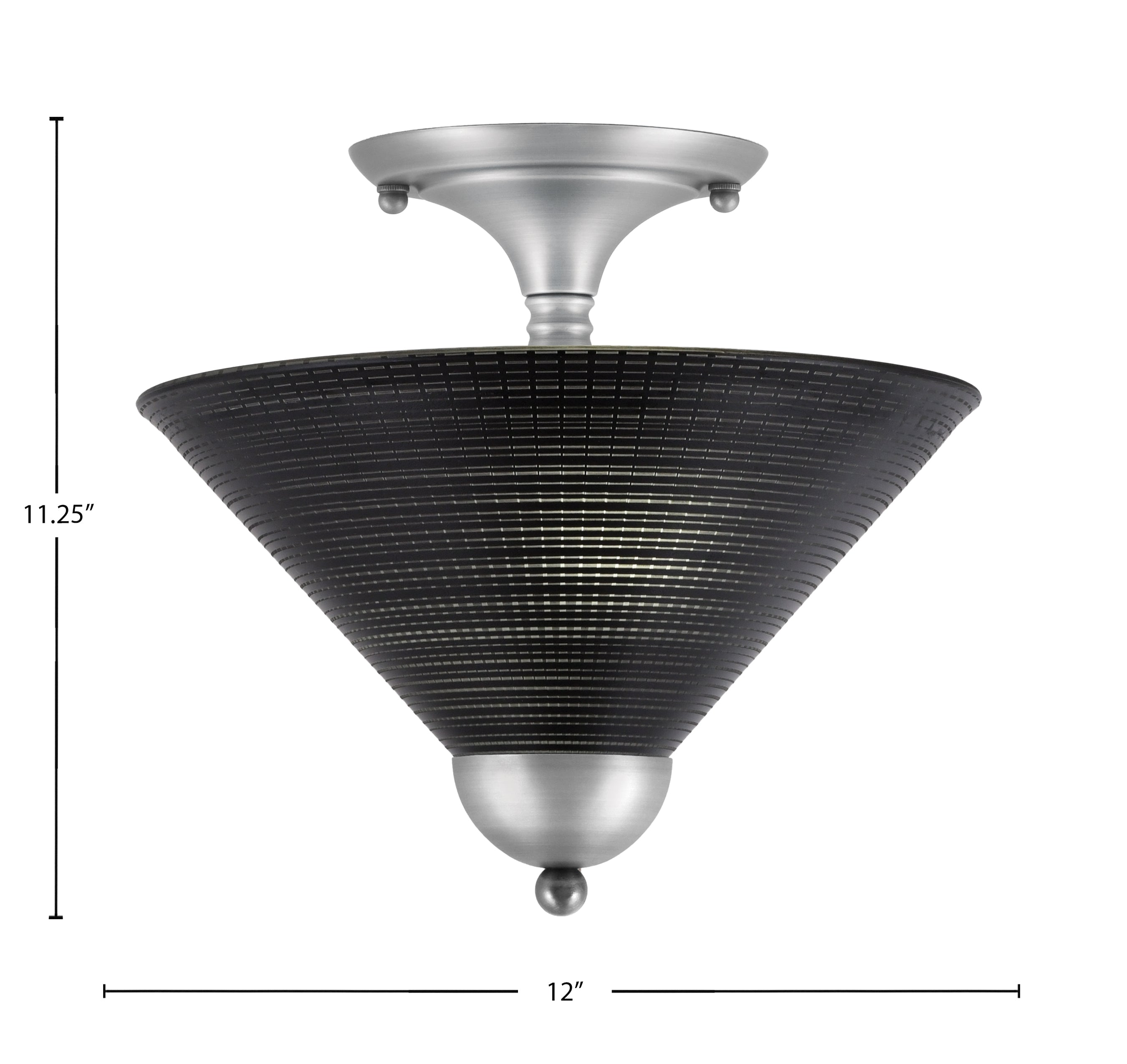 Semi-Flushes Two Light Semi-Flush Mount in Brushed Nickel with Black Matrix Shade