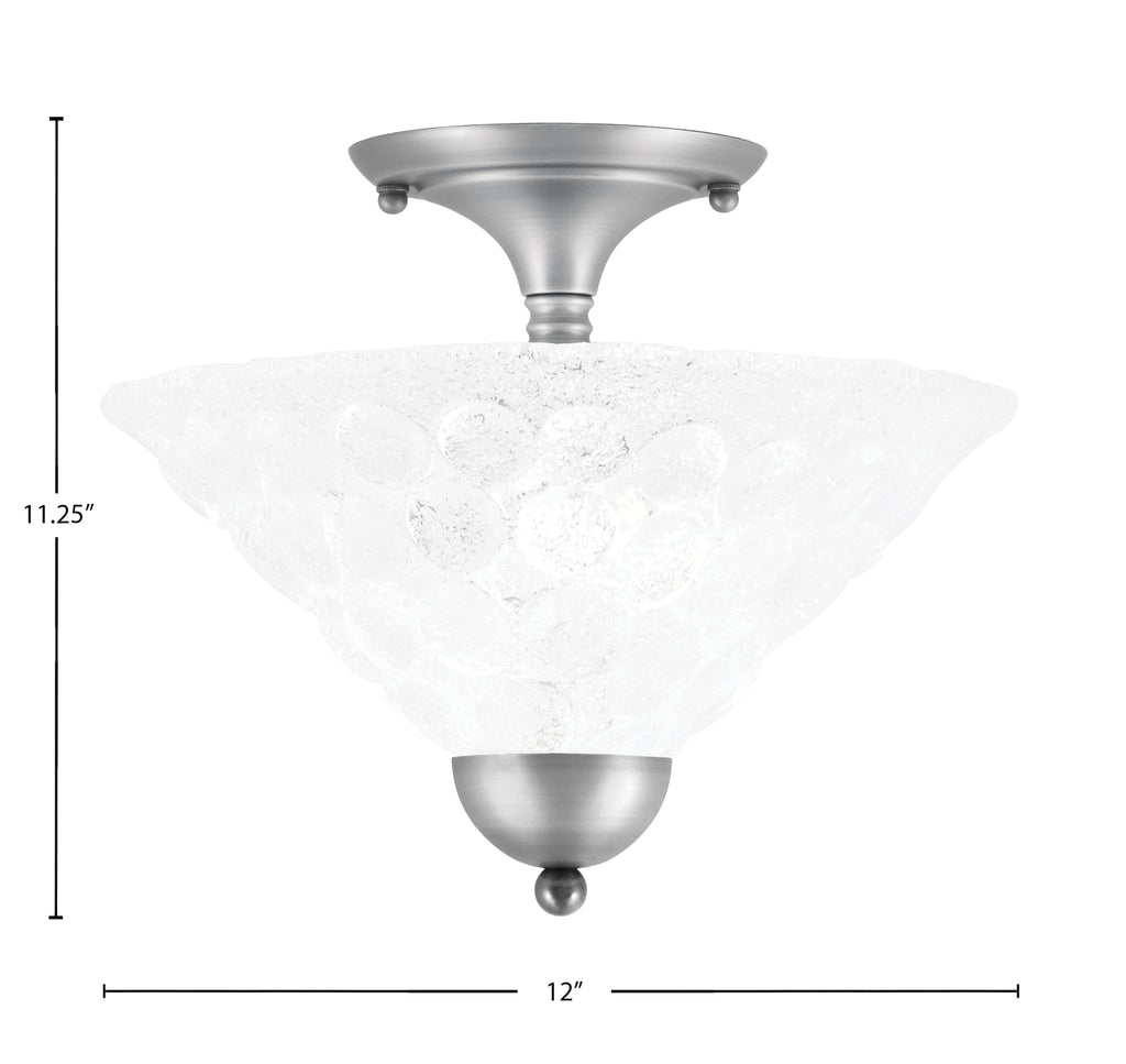 Any Two Light Semi-Flush Mount in Brushed Nickel with 12" Italian Bubble Shade