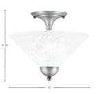 Any Two Light Semi-Flush Mount in Brushed Nickel with 12" Italian Bubble Shade
