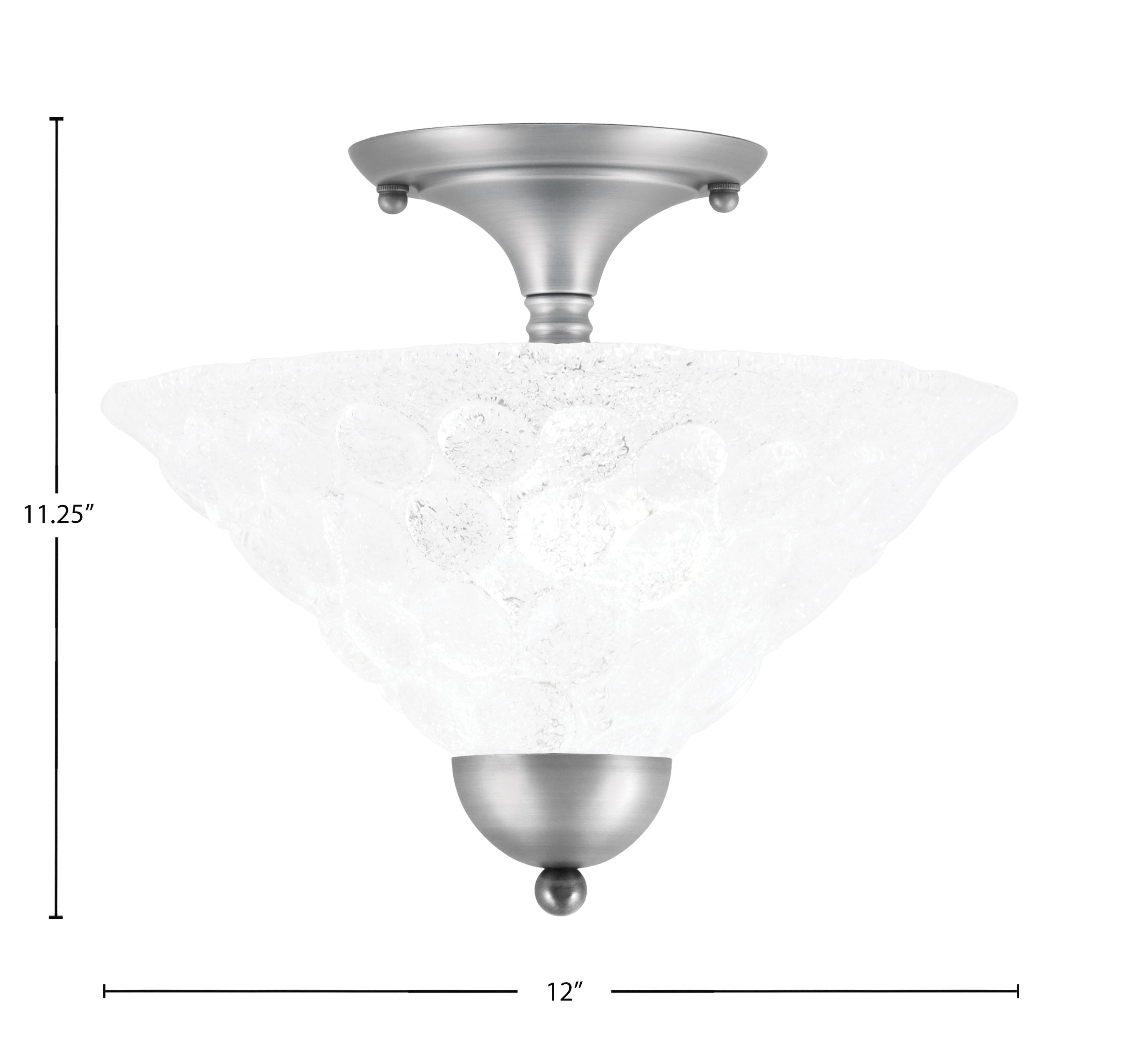 Any Two Light Semi-Flush Mount in Brushed Nickel with 12" Italian Bubble Shade
