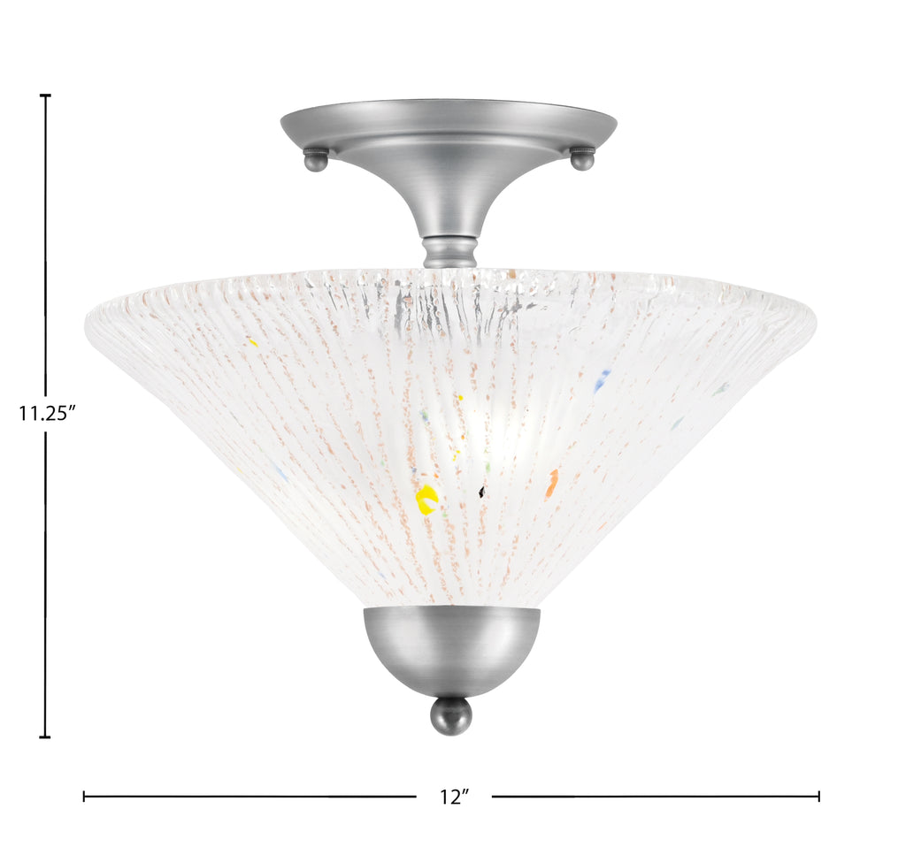 Any Two Light Semi-Flush Mount in Brushed Nickel with 12" Frosted Crystal Shade