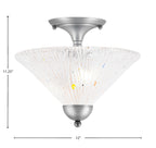 Any Two Light Semi-Flush Mount in Brushed Nickel with 12" Frosted Crystal Shade
