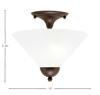 Semi-Flushes Two Light Semi-Flush Mount in Bronze with White Marble Shade