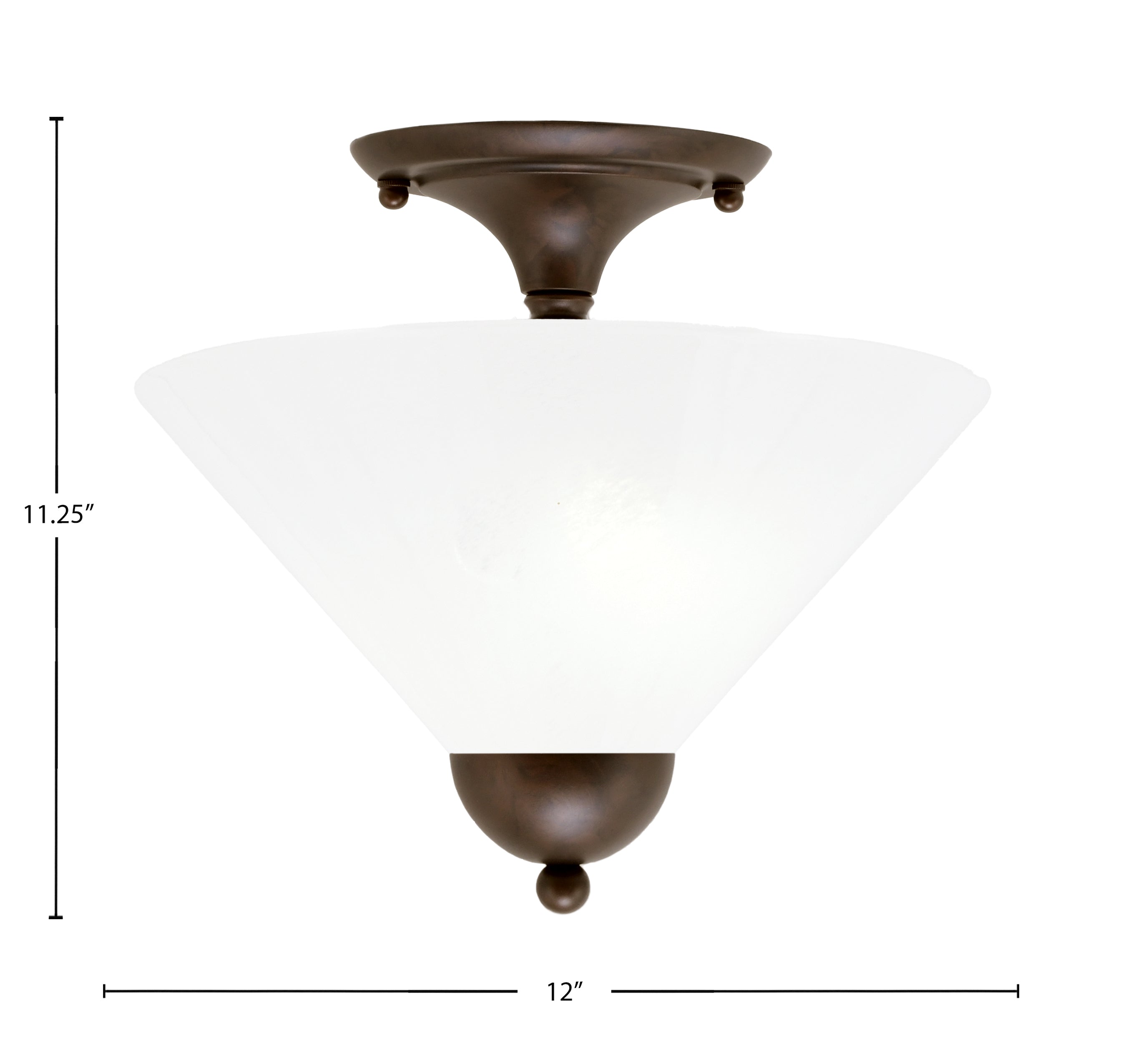 Semi-Flushes Two Light Semi-Flush Mount in Bronze with White Marble Shade
