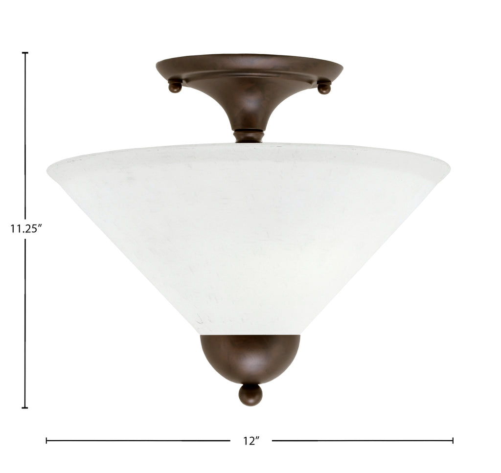 Semi-Flushes Two Light Semi-Flush Mount in Bronze with White Muslin Shade
