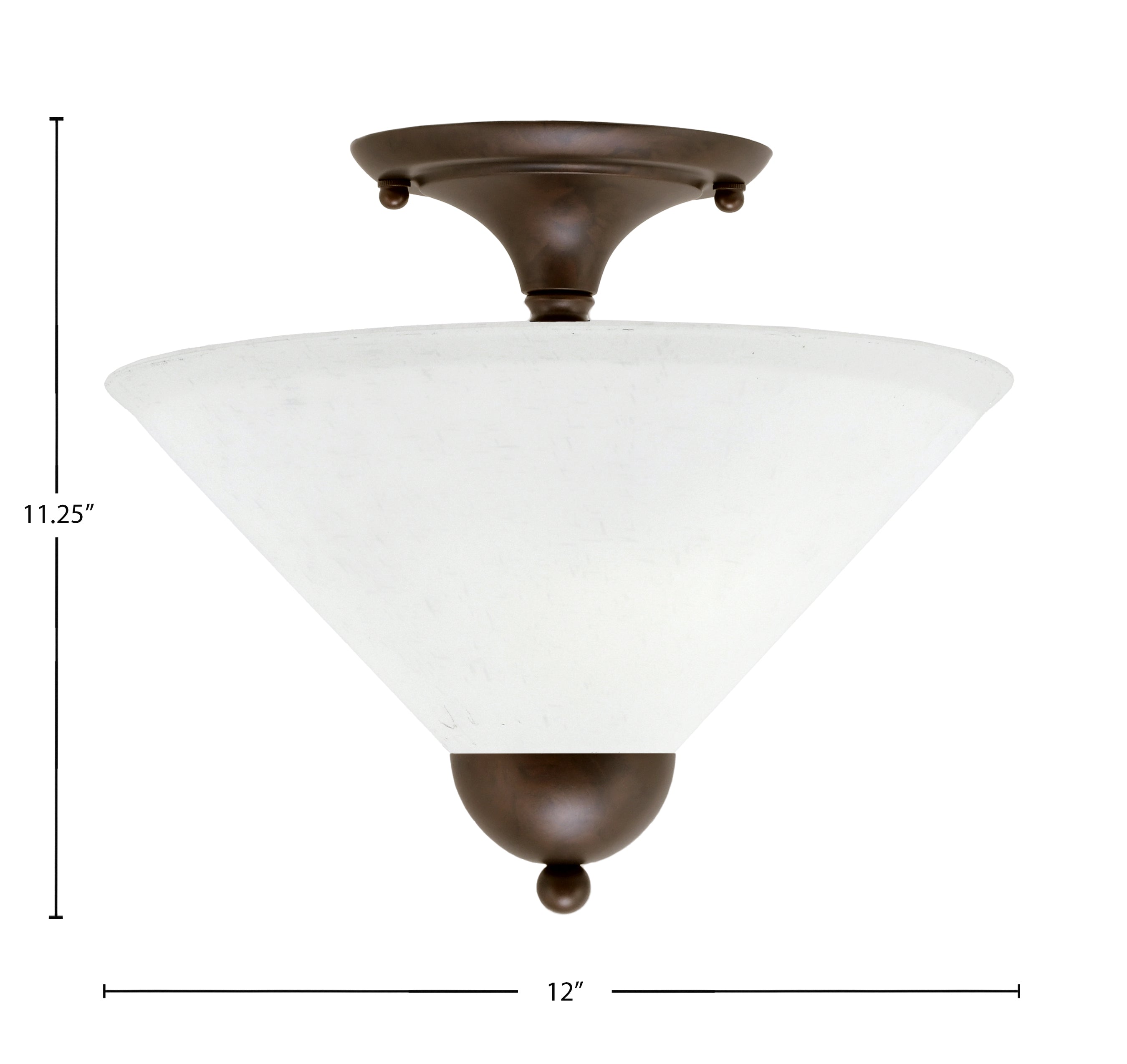 Semi-Flushes Two Light Semi-Flush Mount in Bronze with White Muslin Shade