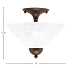 Any Two Light Semi-Flush Mount in Bronze with 12" Italian Bubble Shade