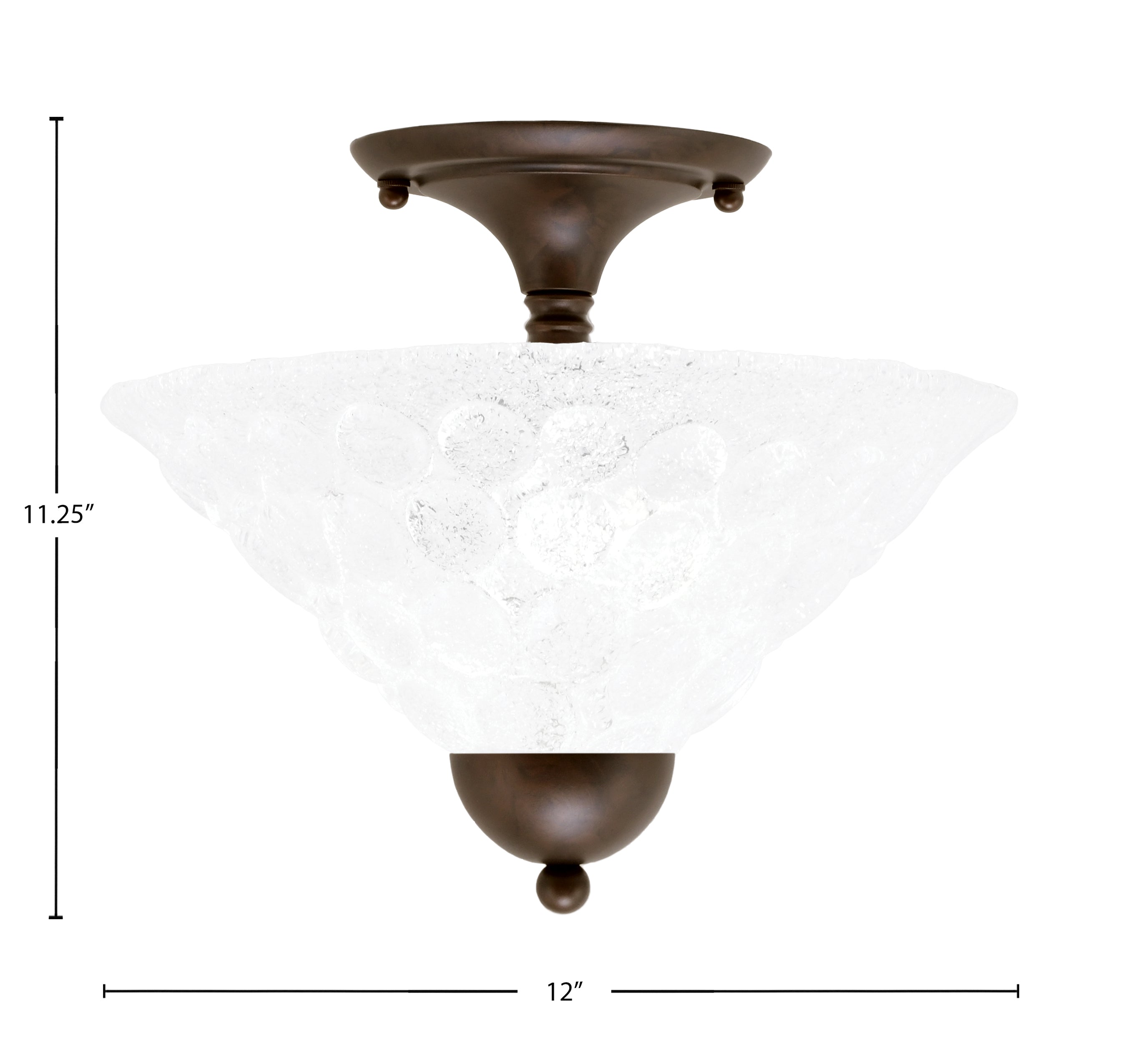 Any Two Light Semi-Flush Mount in Bronze with 12" Italian Bubble Shade