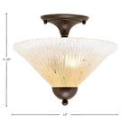 Any Two Light Semi-Flush Mount in Bronze with 12" Amber Crystal Shade